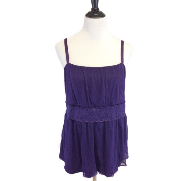torrid Tops - TORRID Purple Mesh babydoll tank 2X